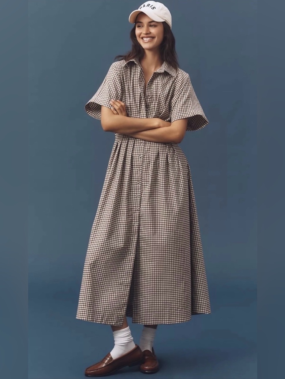 Anthropologie The Tobie Studded Shirt Dress in Gingham by Exquise - Small